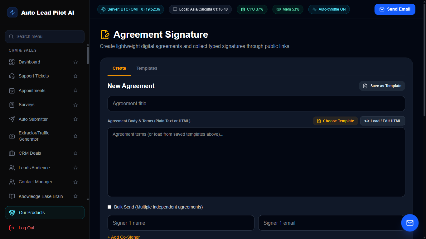 Digital E-Signature Agreement & Contract Vault Screenshot