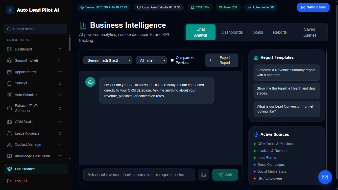 Autonomous AI Business Intelligence Analyst Screenshot