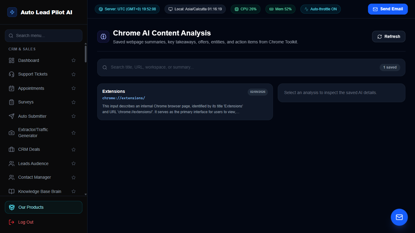 Chrome AI Webpage Analysis & SEO Tech Inspector Screenshot