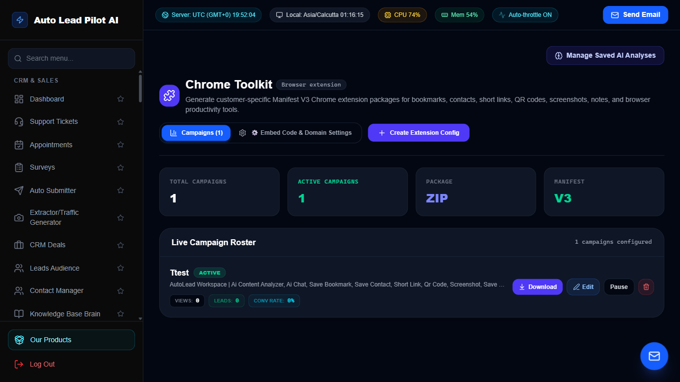 Chrome Browser Extension Command Toolkit Screenshot