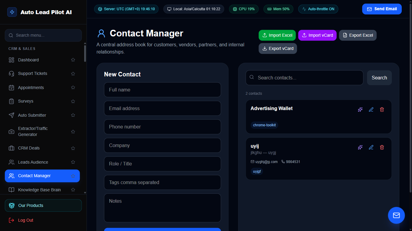Universal Enterprise Contact Manager Screenshot