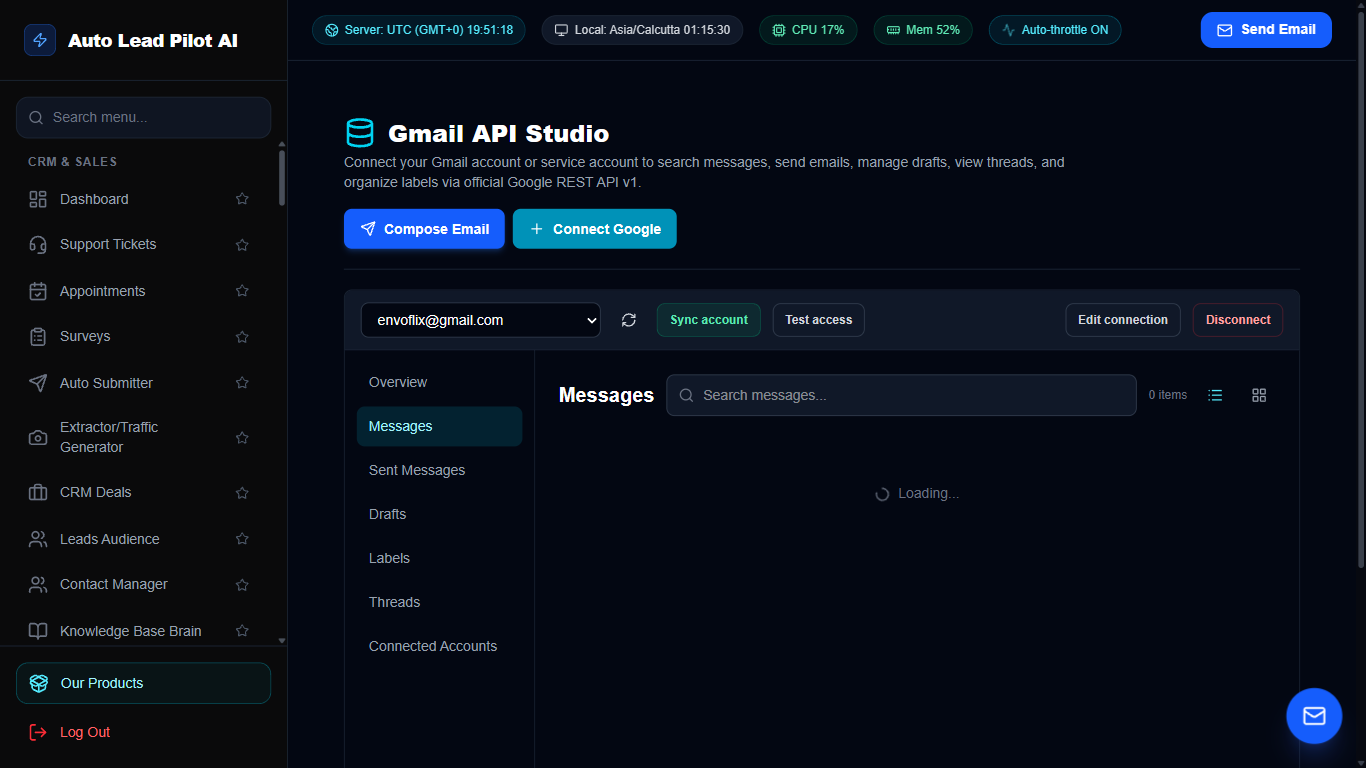 Gmail Full HTML Inbox & Advanced Compose Engine Screenshot