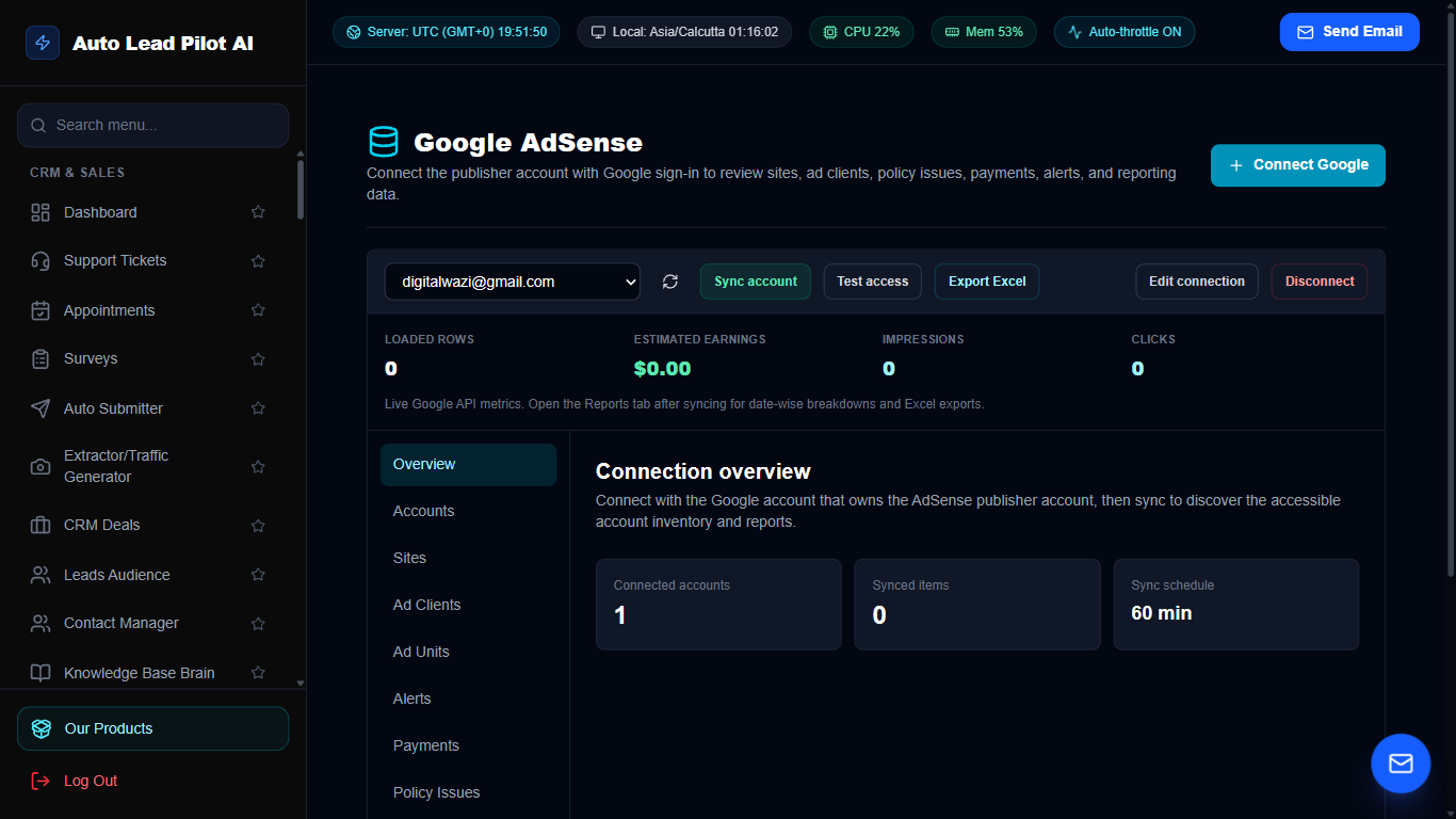Google AdSense Revenue & Ad Placement Analytics Screenshot