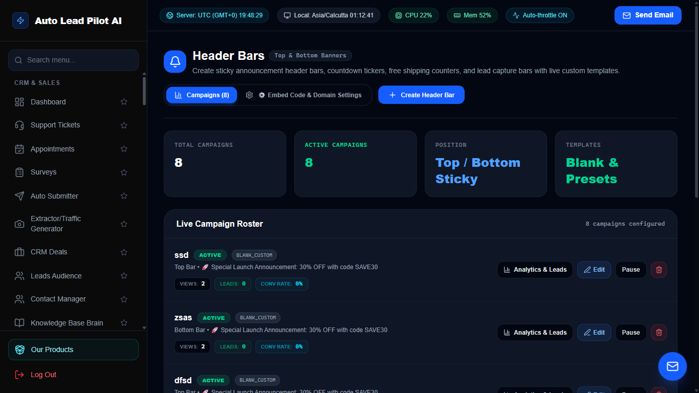 Sticky Header Notification Bars & Countdown Banners Screenshot