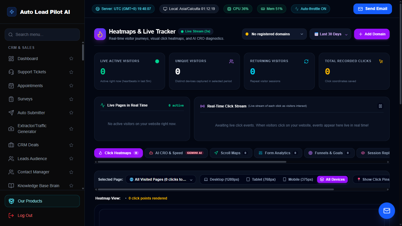Website Click, Mouse Movement & Scroll Heatmaps Screenshot