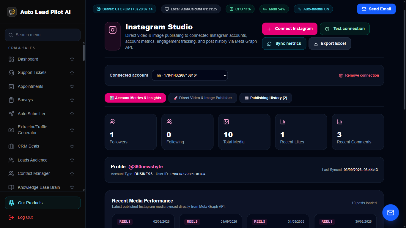 Instagram Business Analytics & Growth Insights Screenshot