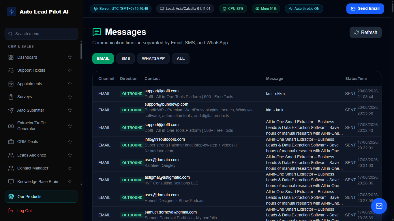 Unified Cross-Channel Customer Message Feed Screenshot