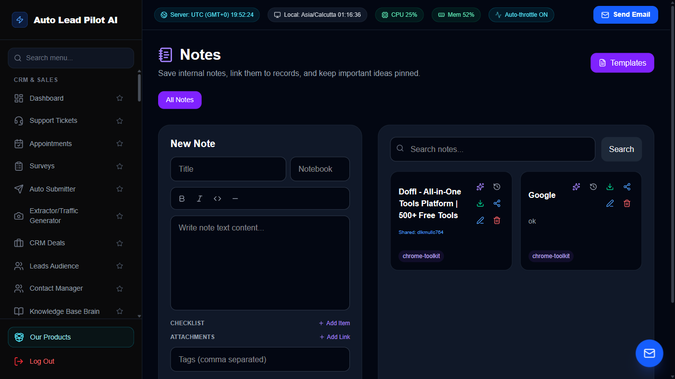 Collaborative Rich-Text Team Notebook Screenshot