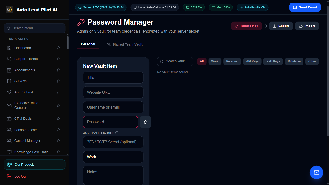 Zero-Knowledge Team Password & Credential Vault Screenshot