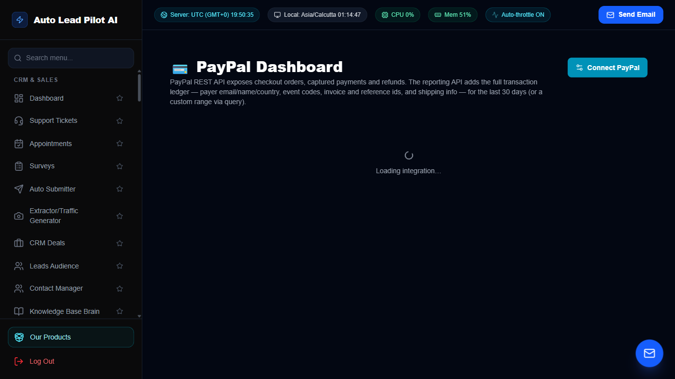 PayPal Payment Gateway & Subscription Ledger Screenshot