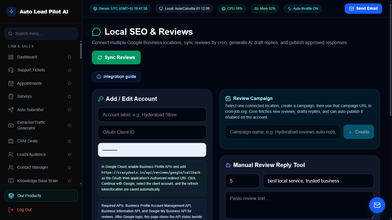 Local SEO & Google Business Reviews Booster Screenshot