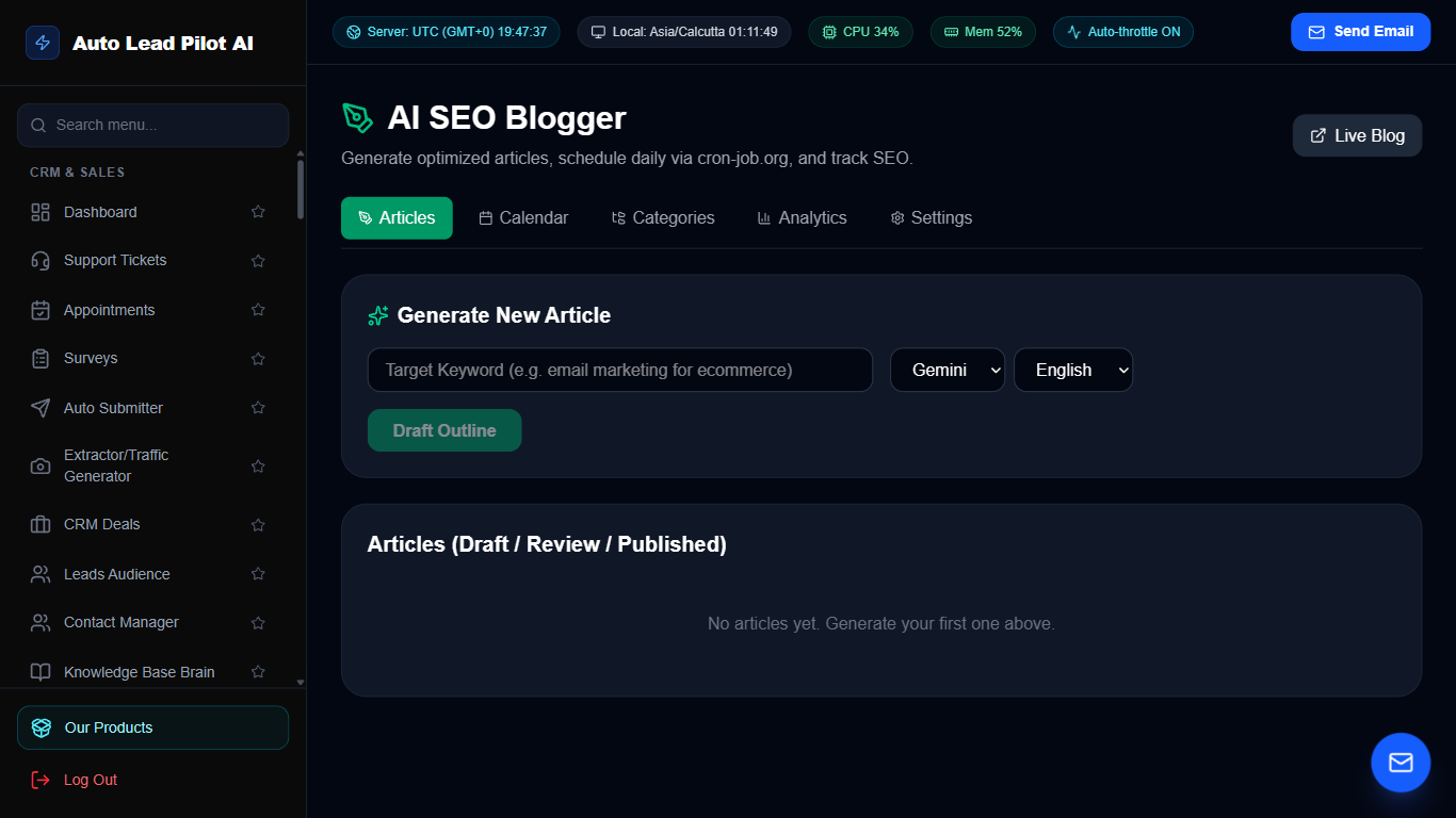 Autonomous AI SEO Long-Form Article Writer Screenshot