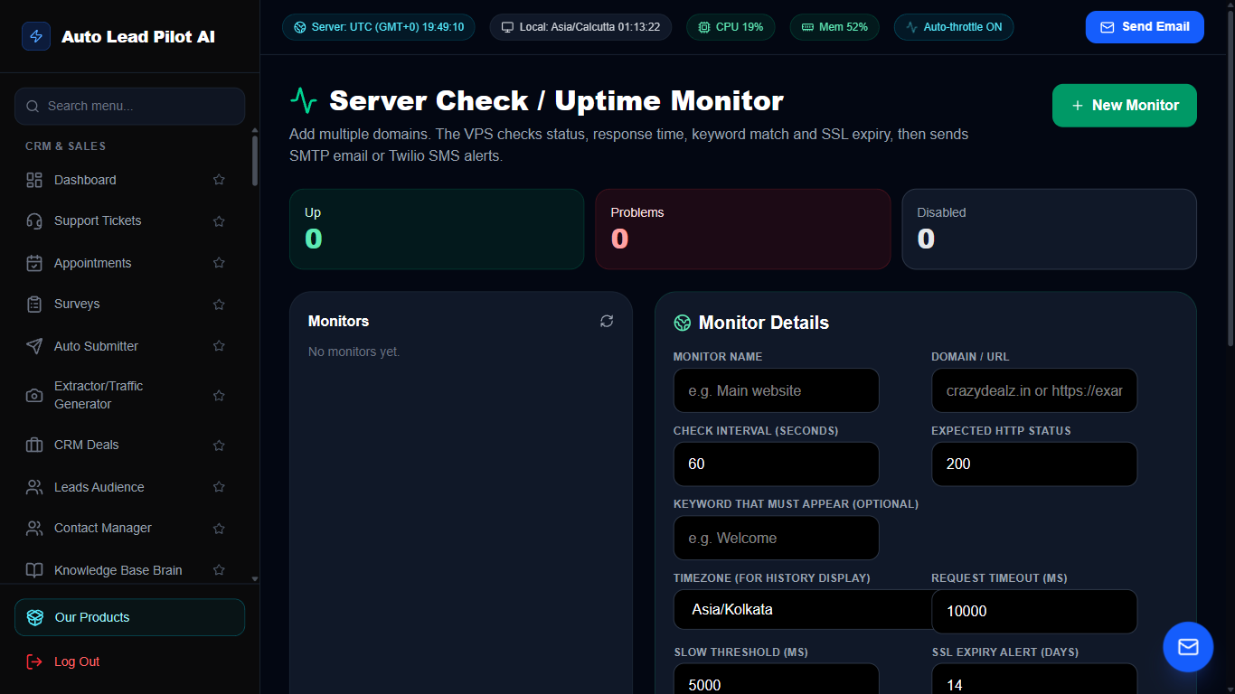 Server Health, Uptime Monitoring & SSL Watchdog Screenshot