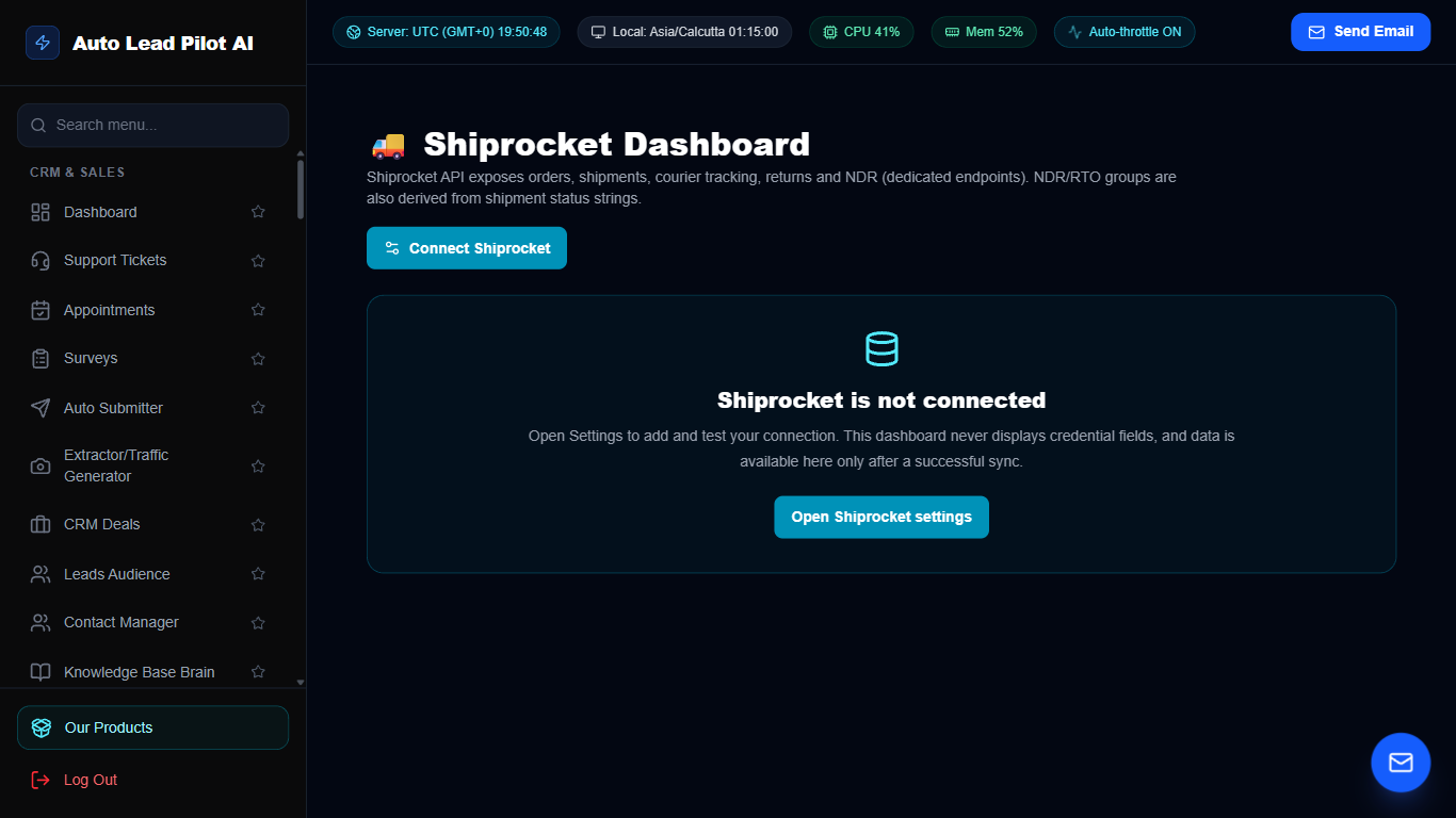 Shiprocket E-Commerce Logistics & Courier Tracker Screenshot