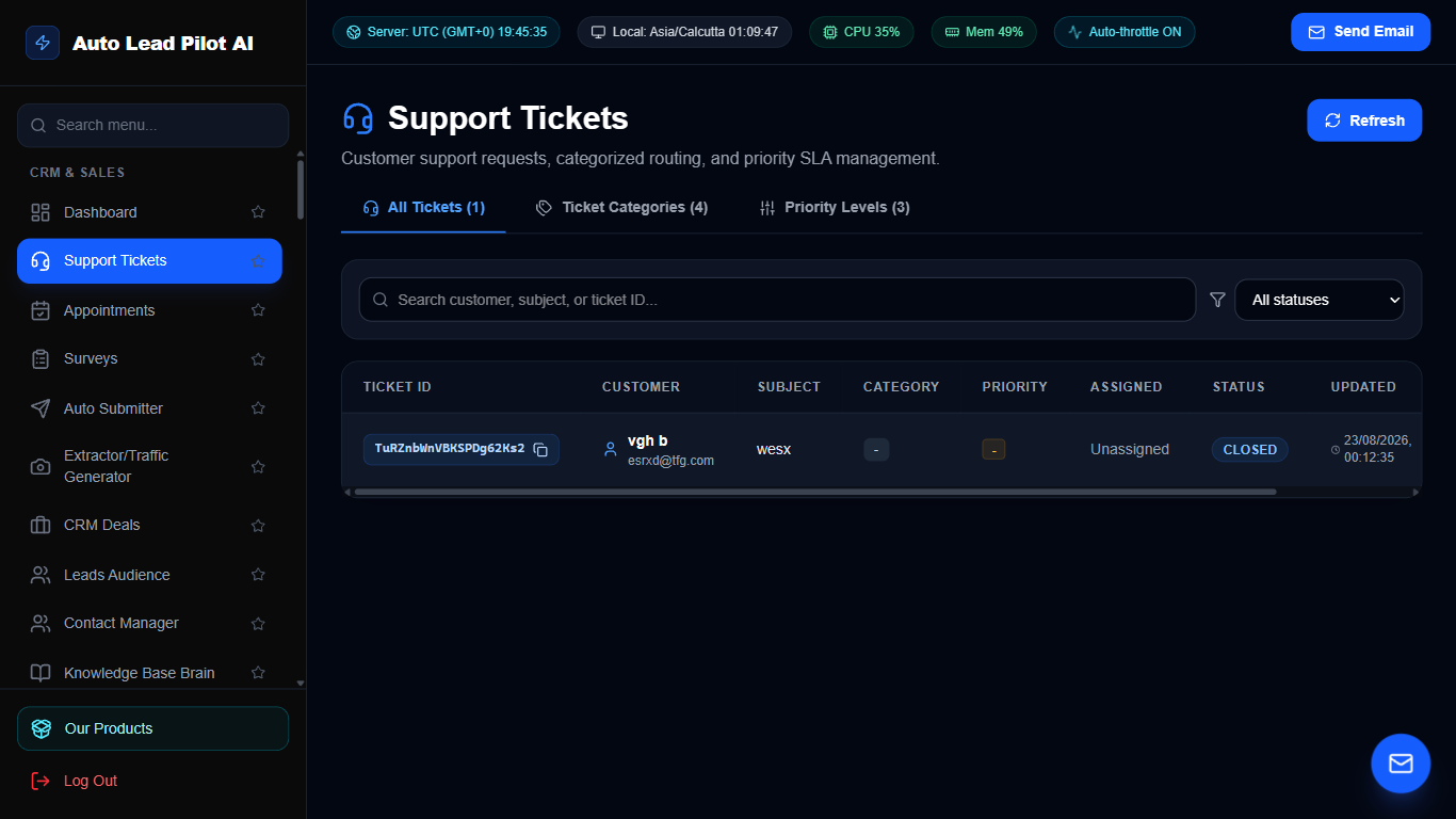 Omni-Channel Support Ticket Helpdesk Screenshot