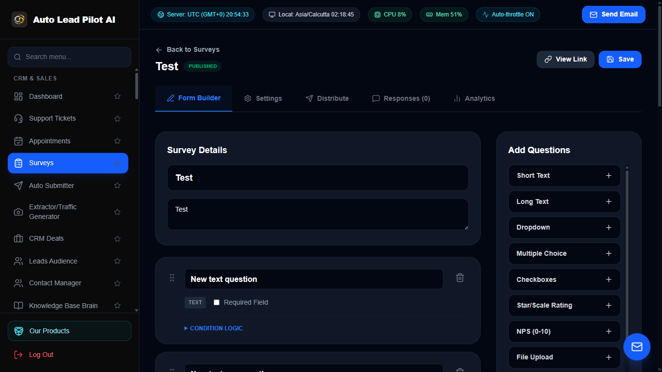 Dynamic Interactive Survey & Feedback Builder Screenshot
