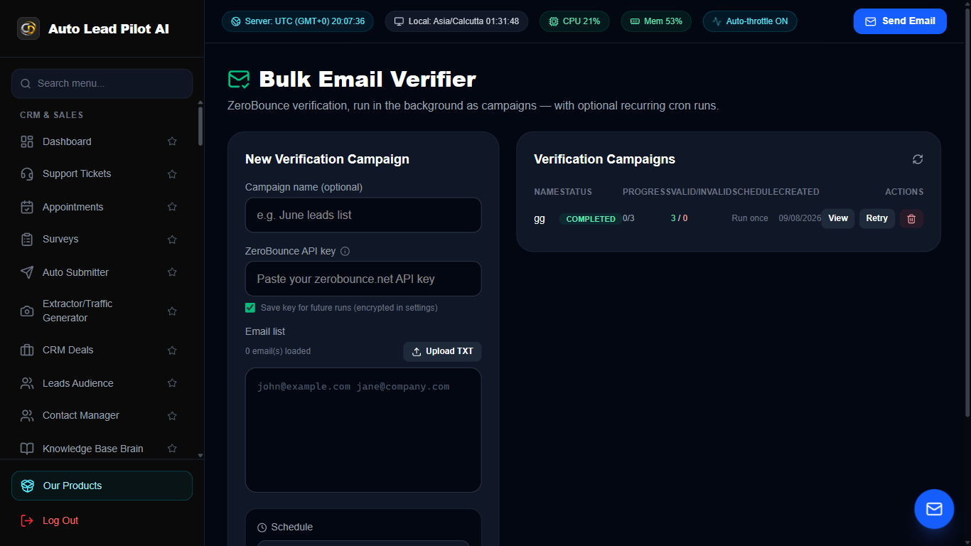 Bulk Email Deliverability & Hygiene Verifier Screenshot