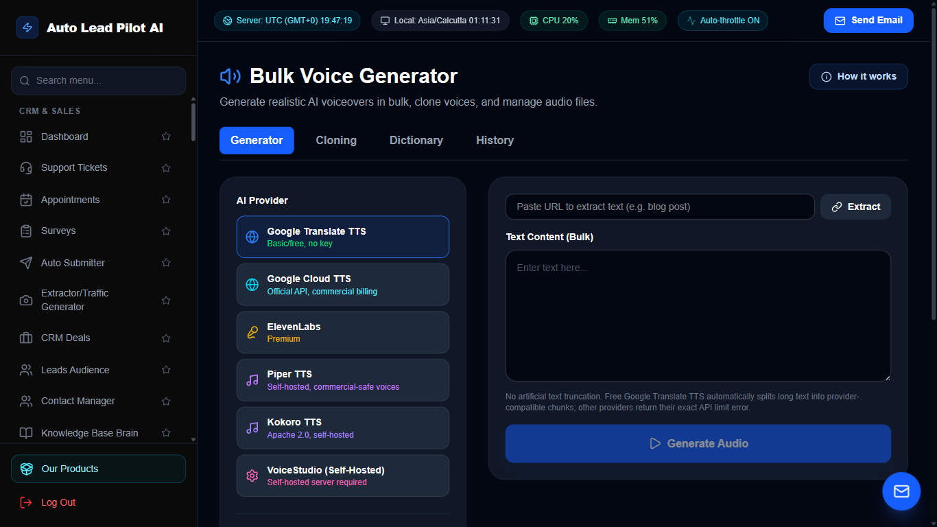 Studio Bulk Text-to-Speech Voice Generator Screenshot