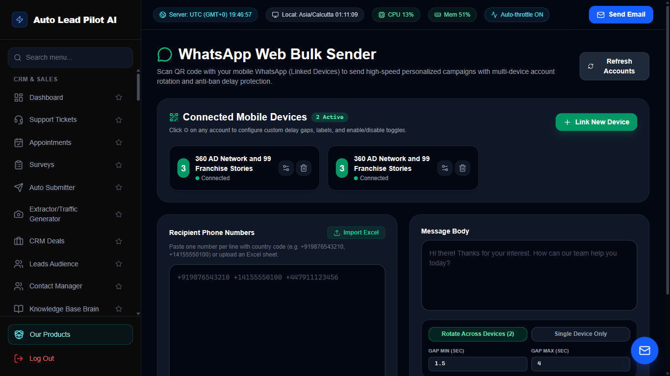 WhatsApp Web QR Direct Session Sender Screenshot