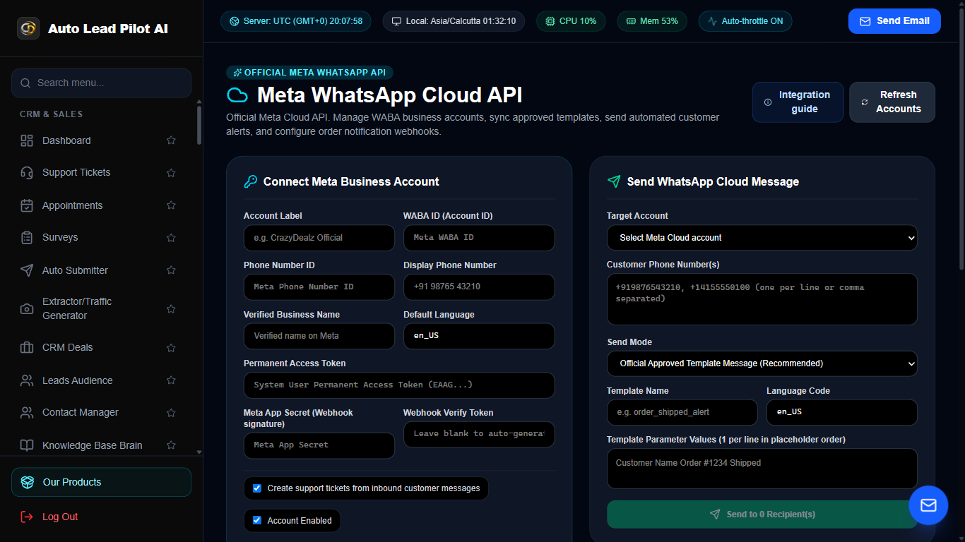Official Meta WhatsApp Cloud API Workstation Screenshot