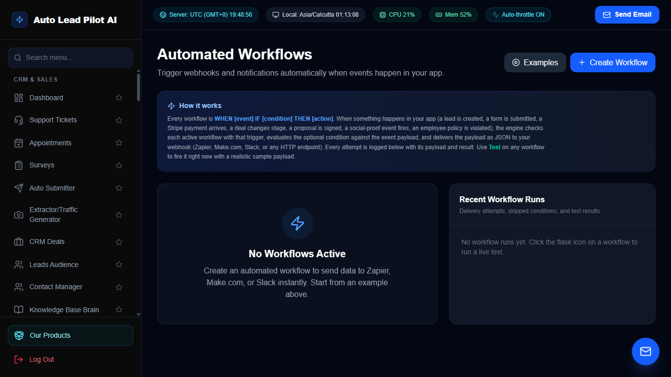 Visual Automated Workflows & Event Triggers Screenshot