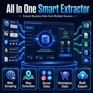 All In One Smart Extractor Windows software dashboard for business data extraction and lead generation