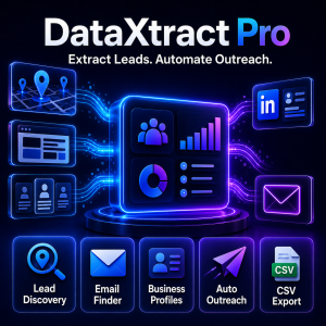 DataXtract Pro lead extraction and outreach automation dashboard for business profiles, email lists, and data export